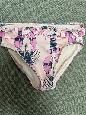 Vineyard Vines Pink Lobster Print Bikini Bottoms with Ruffle Trim